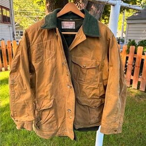 FILSON VTG Mens Size 48 Tin Cloth Jacket + Wool Liner Vest Hunting Waxed XL #62